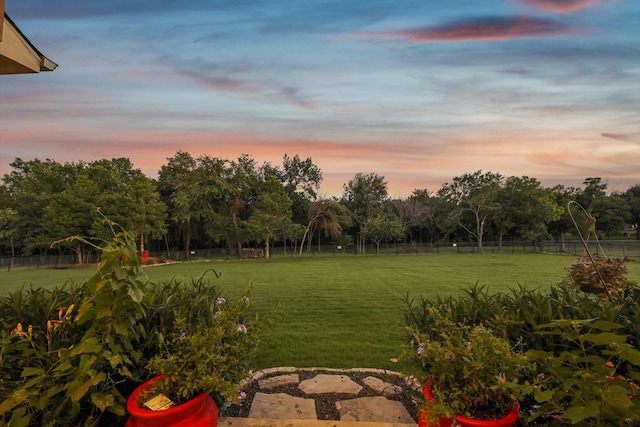 view of yard at dusk