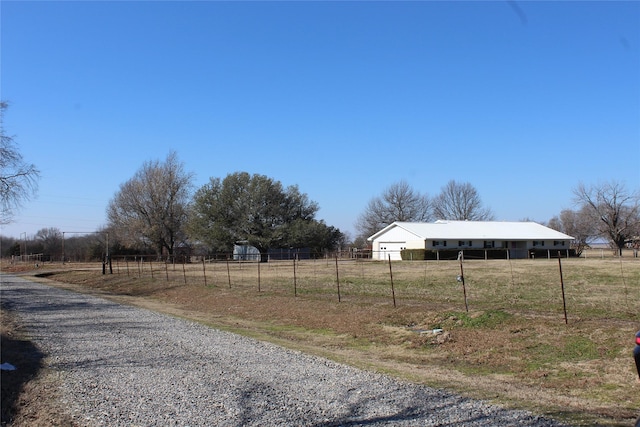 view of street with a rural view