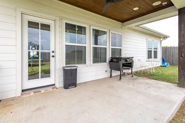 view of patio / terrace with ceiling fan