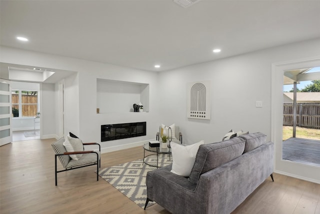 living room featuring light hardwood / wood-style floors