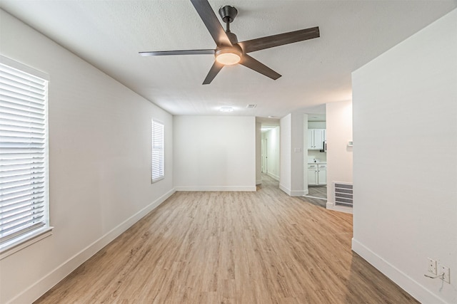 empty room featuring light hardwood / wood-style flooring and ceiling fan