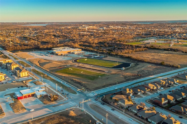 view of aerial view at dusk