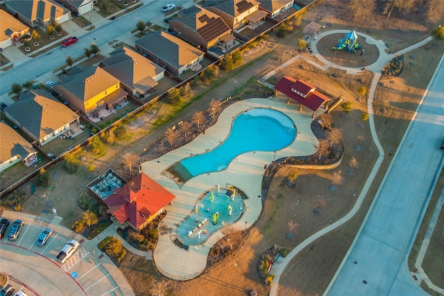 drone / aerial view with a residential view