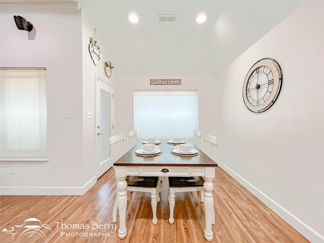 unfurnished dining area with light hardwood / wood-style floors