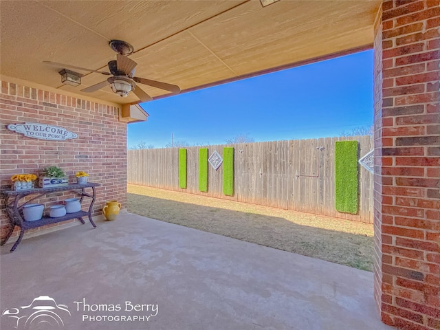 view of patio / terrace with ceiling fan