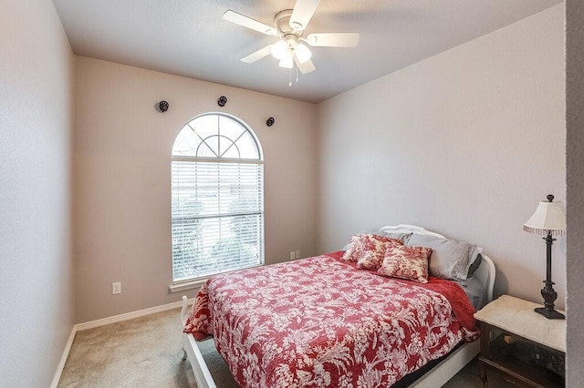 bedroom with carpet floors and ceiling fan