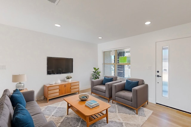 living room featuring light wood-type flooring