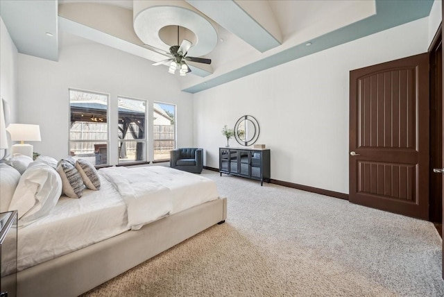 bedroom featuring carpet floors and ceiling fan