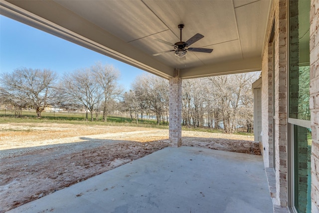 view of patio with ceiling fan