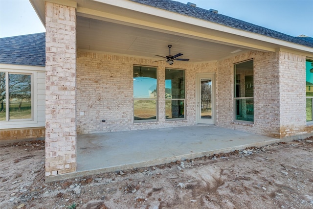 view of patio with a ceiling fan