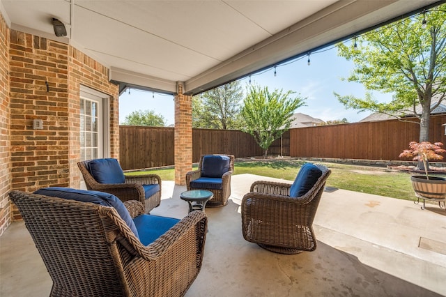 view of patio with an outdoor living space