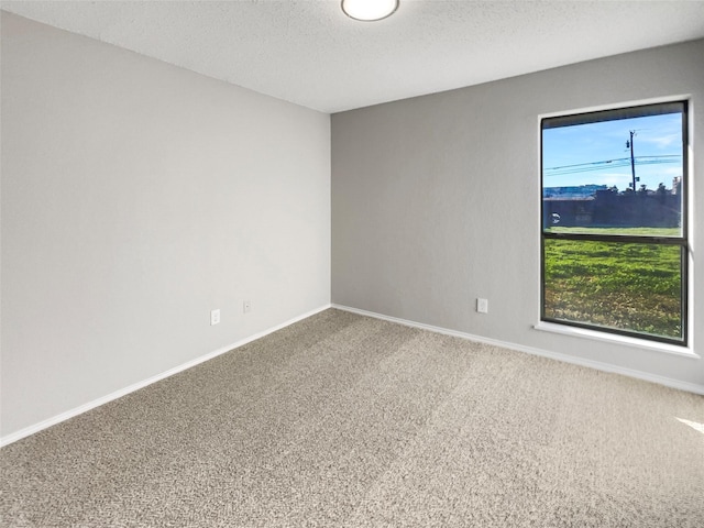 carpeted empty room featuring a textured ceiling