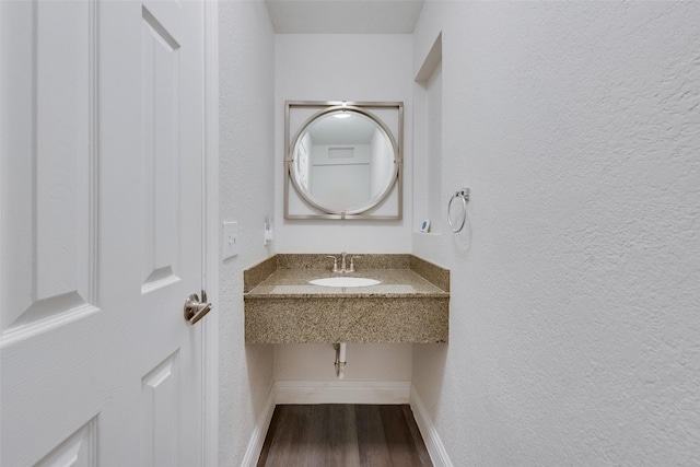 bathroom with sink and wood-type flooring