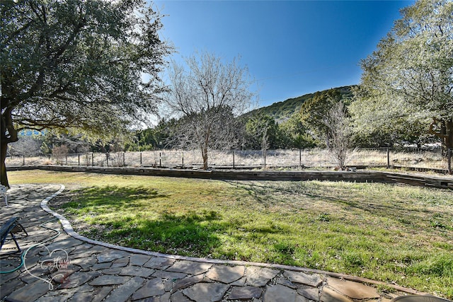 view of yard featuring a mountain view