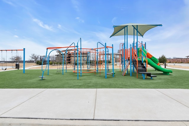 view of play area with a yard