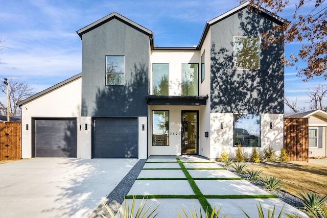 contemporary home with a garage