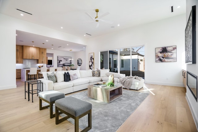 living room featuring light hardwood / wood-style flooring