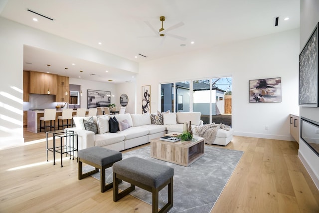 living room featuring light hardwood / wood-style flooring