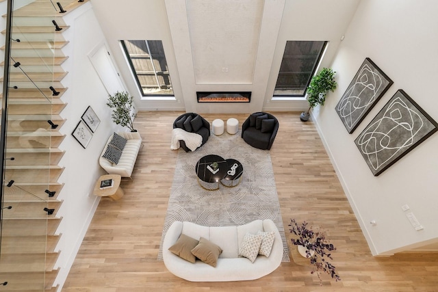 living room with hardwood / wood-style floors