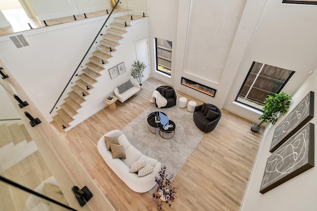 living room with wood-type flooring