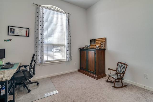 office featuring light colored carpet