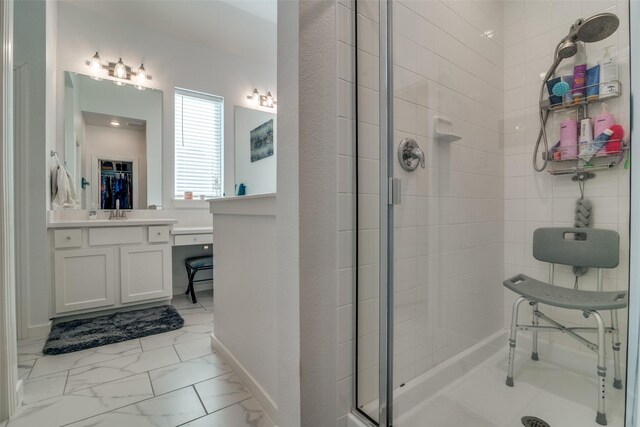 bathroom with plus walk in shower