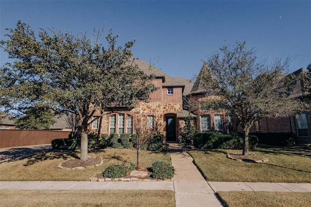 view of front of property featuring a front yard