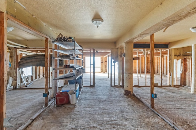 misc room with a textured ceiling