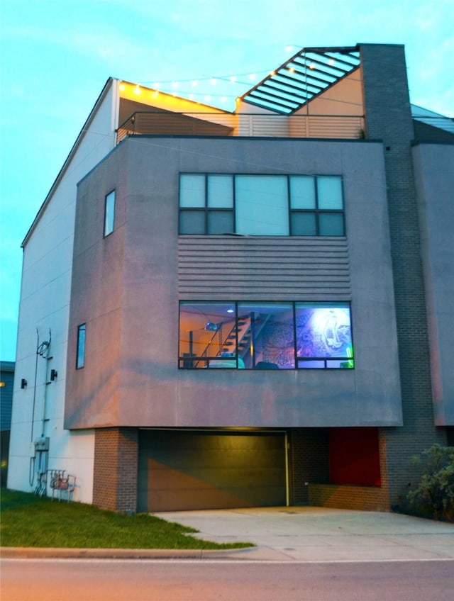 view of building exterior with a garage