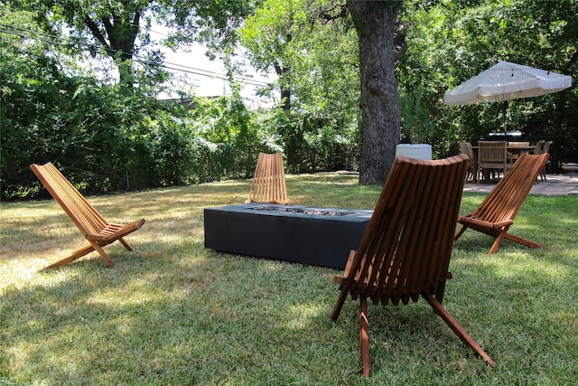 view of yard with an outdoor fire pit