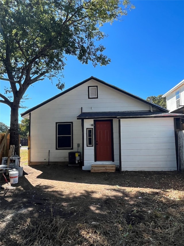 single story home with central AC unit