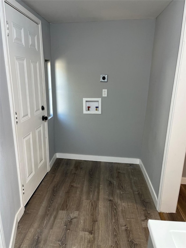 laundry room featuring washer hookup, dark hardwood / wood-style flooring, and hookup for an electric dryer