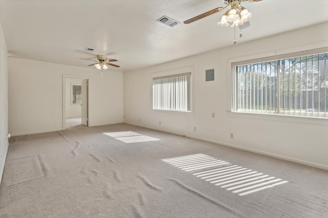 carpeted empty room with ceiling fan