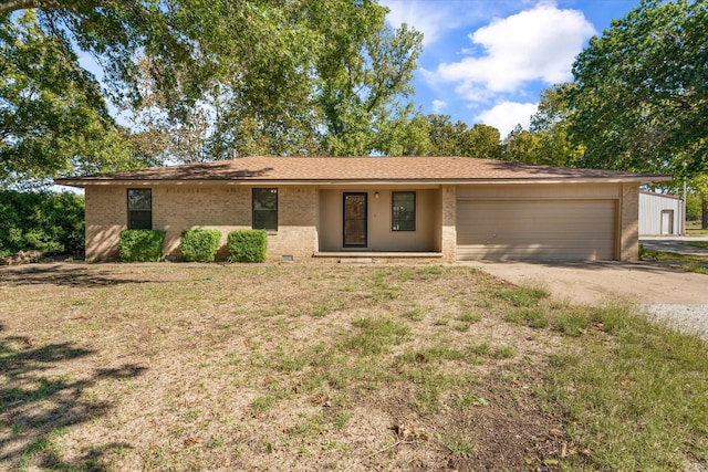 single story home with a garage