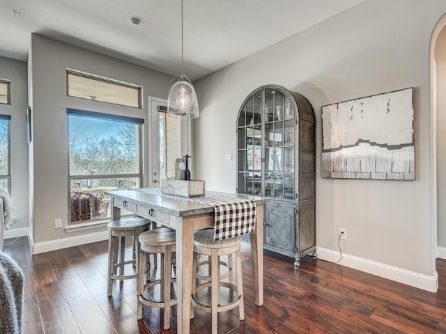 dining area featuring dark hardwood / wood-style flooring