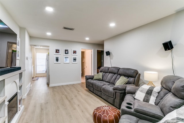 living room featuring light hardwood / wood-style flooring