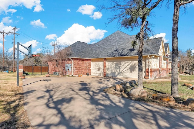 exterior space with a garage