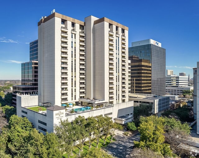 view of building exterior with a view of city