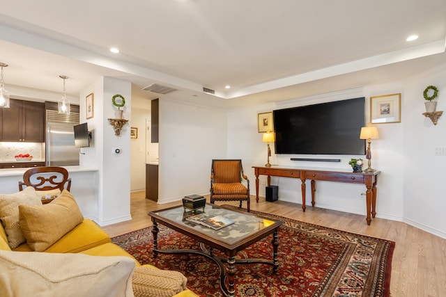 living room featuring light hardwood / wood-style floors