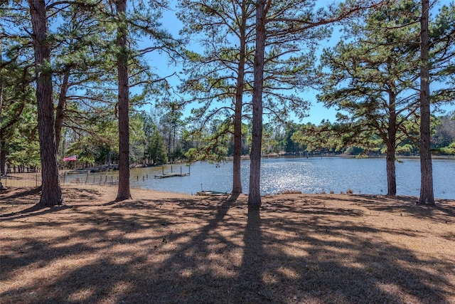 view of yard with a water view