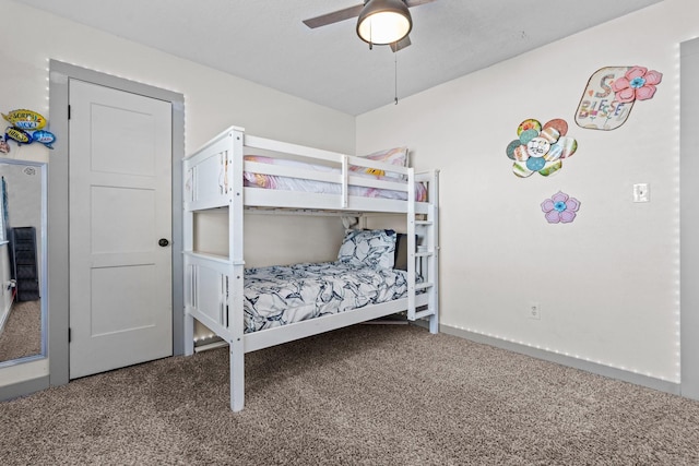 bedroom with carpet flooring and ceiling fan