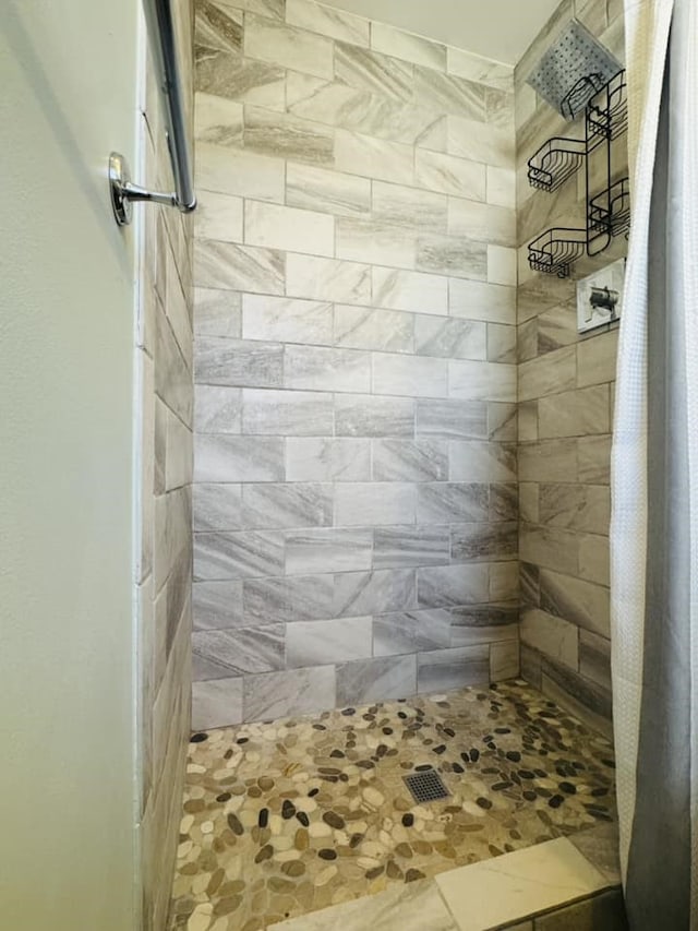 bathroom featuring a shower with shower curtain