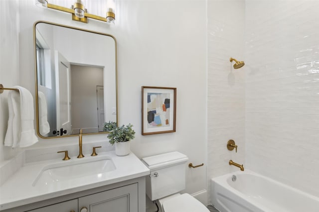 full bathroom featuring vanity,  shower combination, and toilet