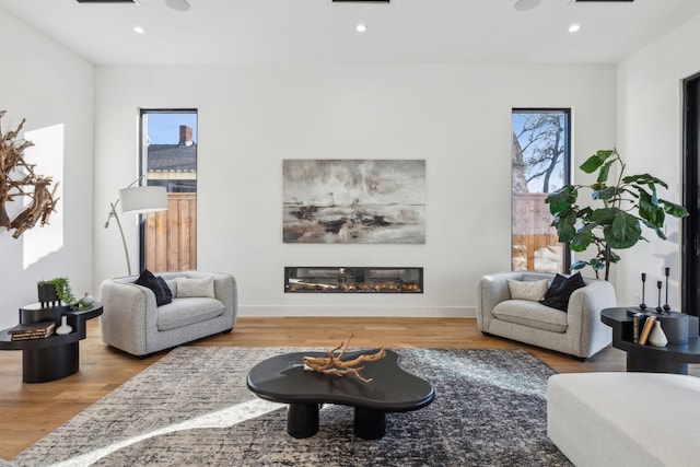 living room with hardwood / wood-style flooring