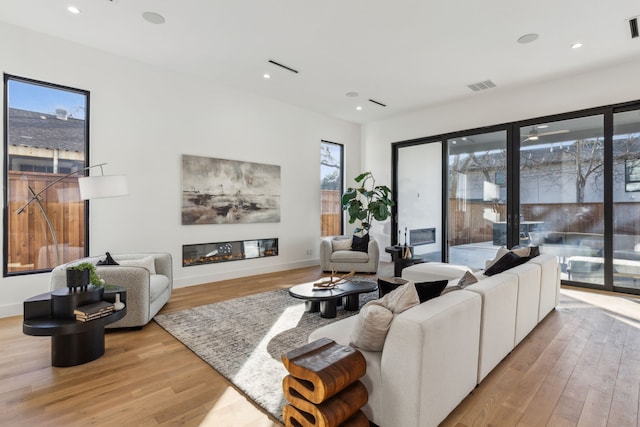 living room featuring light hardwood / wood-style floors