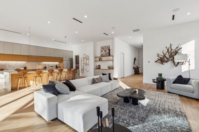 living room featuring light hardwood / wood-style floors