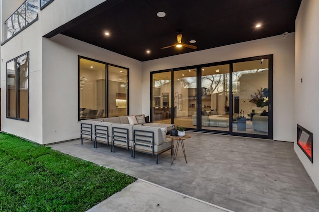 view of patio / terrace featuring an outdoor hangout area and ceiling fan