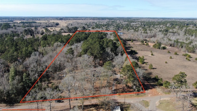 birds eye view of property featuring a rural view