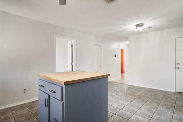 kitchen with a center island and butcher block counters