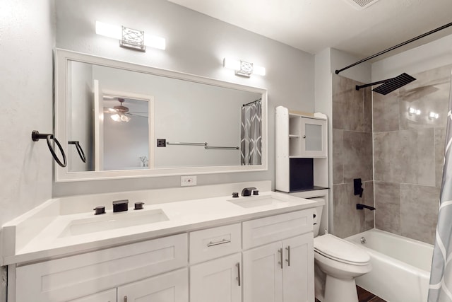 1721 Melrose St, Garland, TX 75042 - bathroom featuring double vanity, toilet, shower / tub combo, and a sink